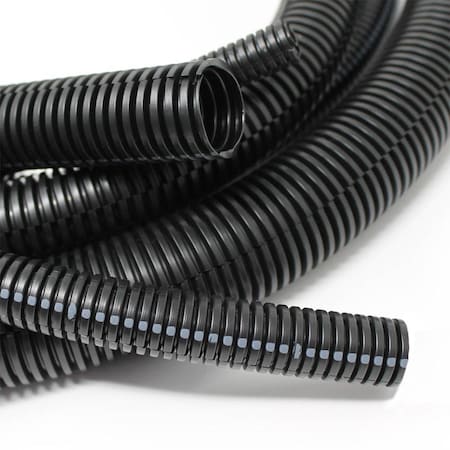 Electriduct 1.25" Split Nylon Wire Loom Tubing Corrugated Slit Flexible Conduit - 100 Feet - Black
